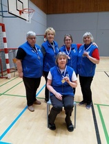 SM kisoissa palkittuja MSI:n edustajia
Takana vas. Tellervo Salminen, Pirkko Hyytiäinen, Hilkka Flyktman ja Aune Koivula, edessä Onerva Uuttera